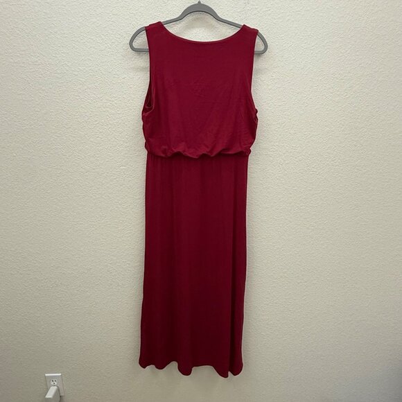 Chicos Deep Cherry Red Wrap Hem Sleeveless Maxi Dress Womens sz Medium 8/10 (1) - Picture 5 of 5